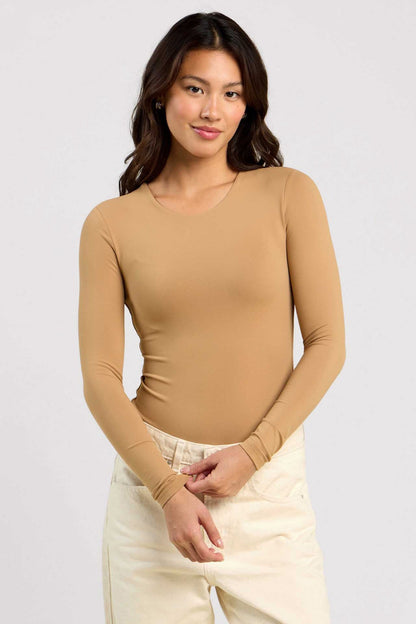 Long Sleeve Crewneck Bodysuit | Cinnamon