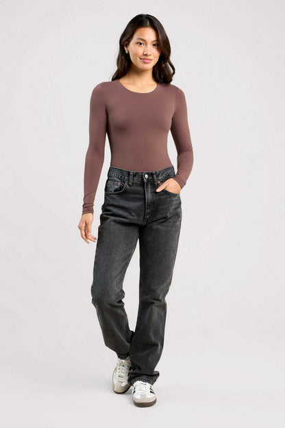 Long Sleeve Crewneck Bodysuit | Coffee