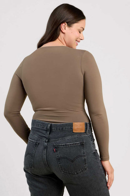 Long Sleeve Crewneck Bodysuit | Mocha