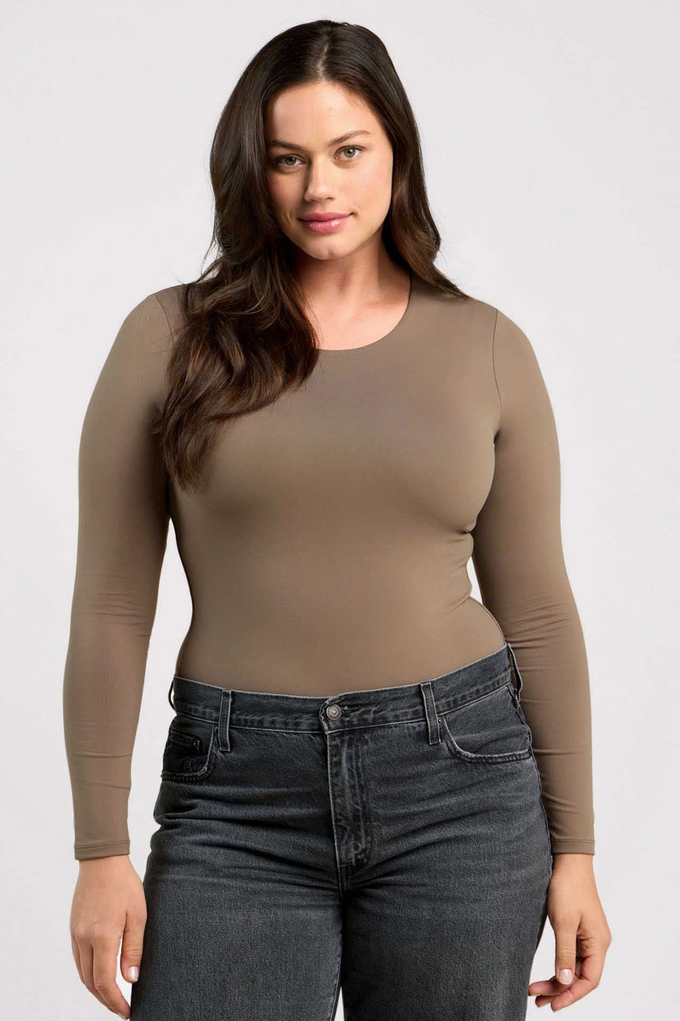 Long Sleeve Crewneck Bodysuit | Mocha