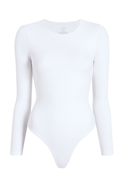 Long Sleeve Crewneck Bodysuit | White