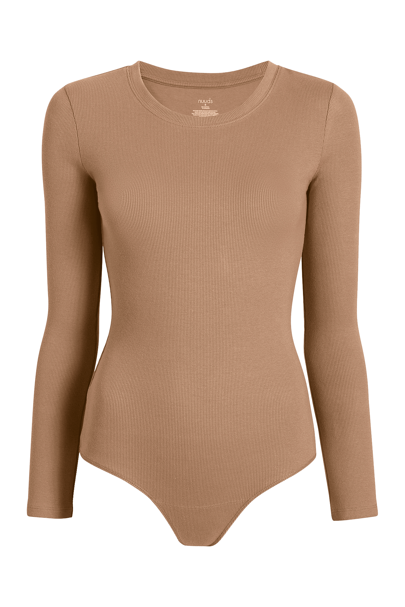 Long Sleeve Ribbed Crewneck Bodysuit | Cinnamon