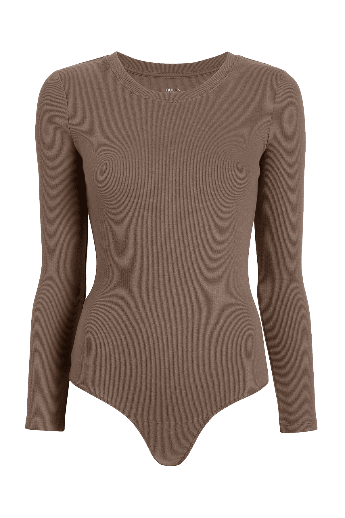 Long Sleeve Ribbed Crewneck Bodysuit | Mocha