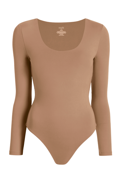 Long Sleeve Scoop Neck Bodysuit | Cinnamon