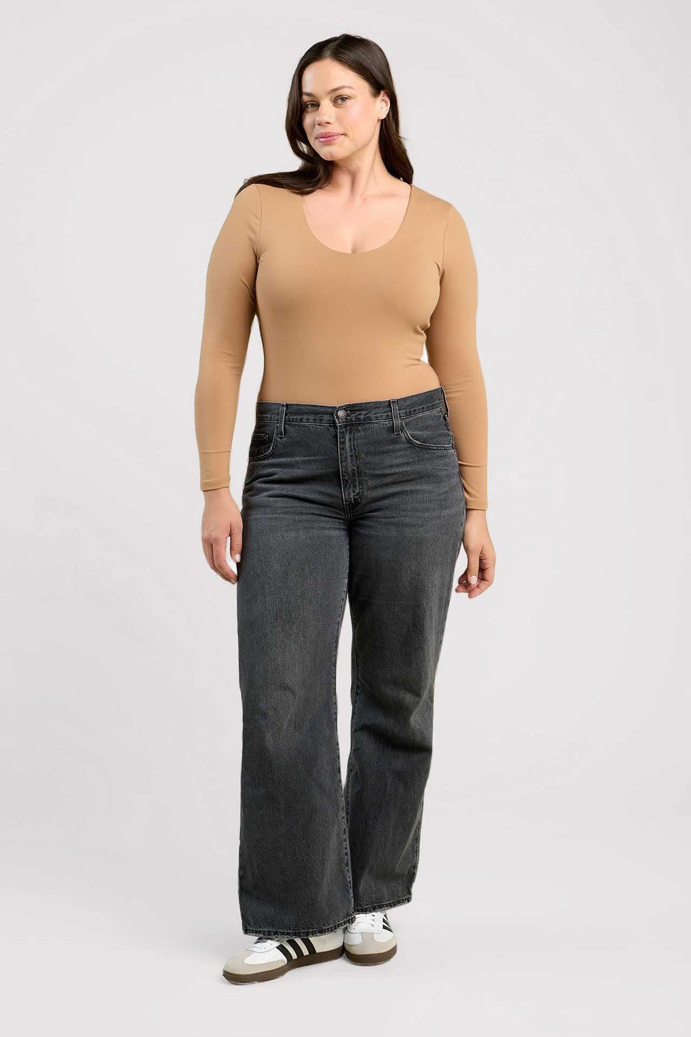 Long Sleeve Scoop Neck Bodysuit | Cinnamon