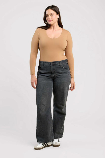 Long Sleeve Scoop Neck Bodysuit | Cinnamon