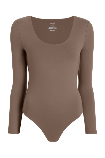 Long Sleeve Scoop Neck Bodysuit | Mocha