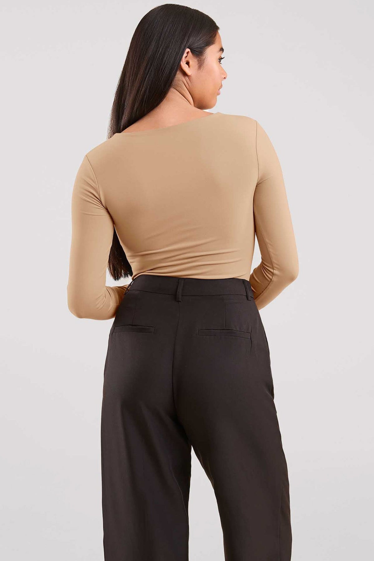 Long Sleeve Scoop Neck Bodysuit | Oat