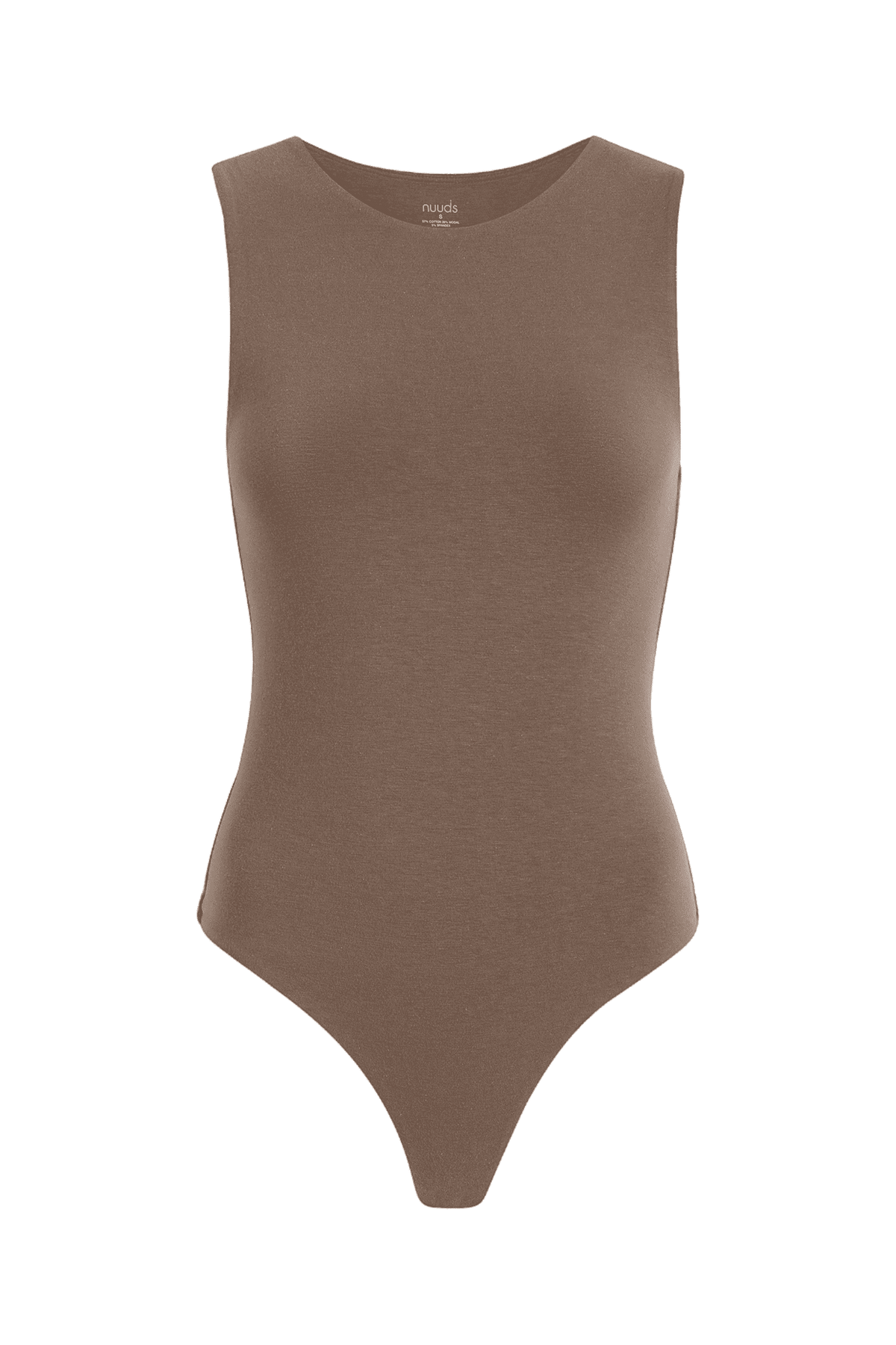 Cotton Stretch Classic Crewneck Tank Bodysuit | Mocha