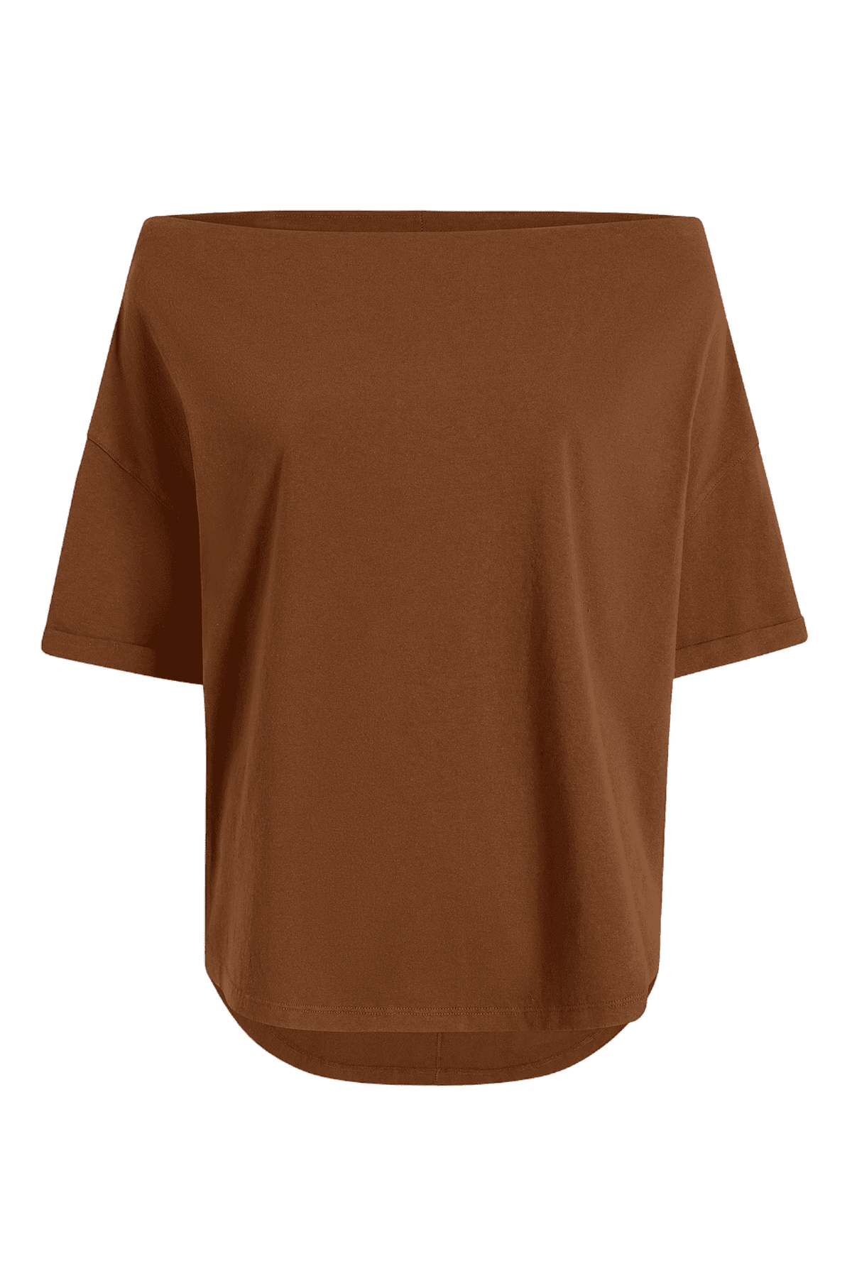 Vintage Cotton Off The Shoulder T-Shirt | Chocolate