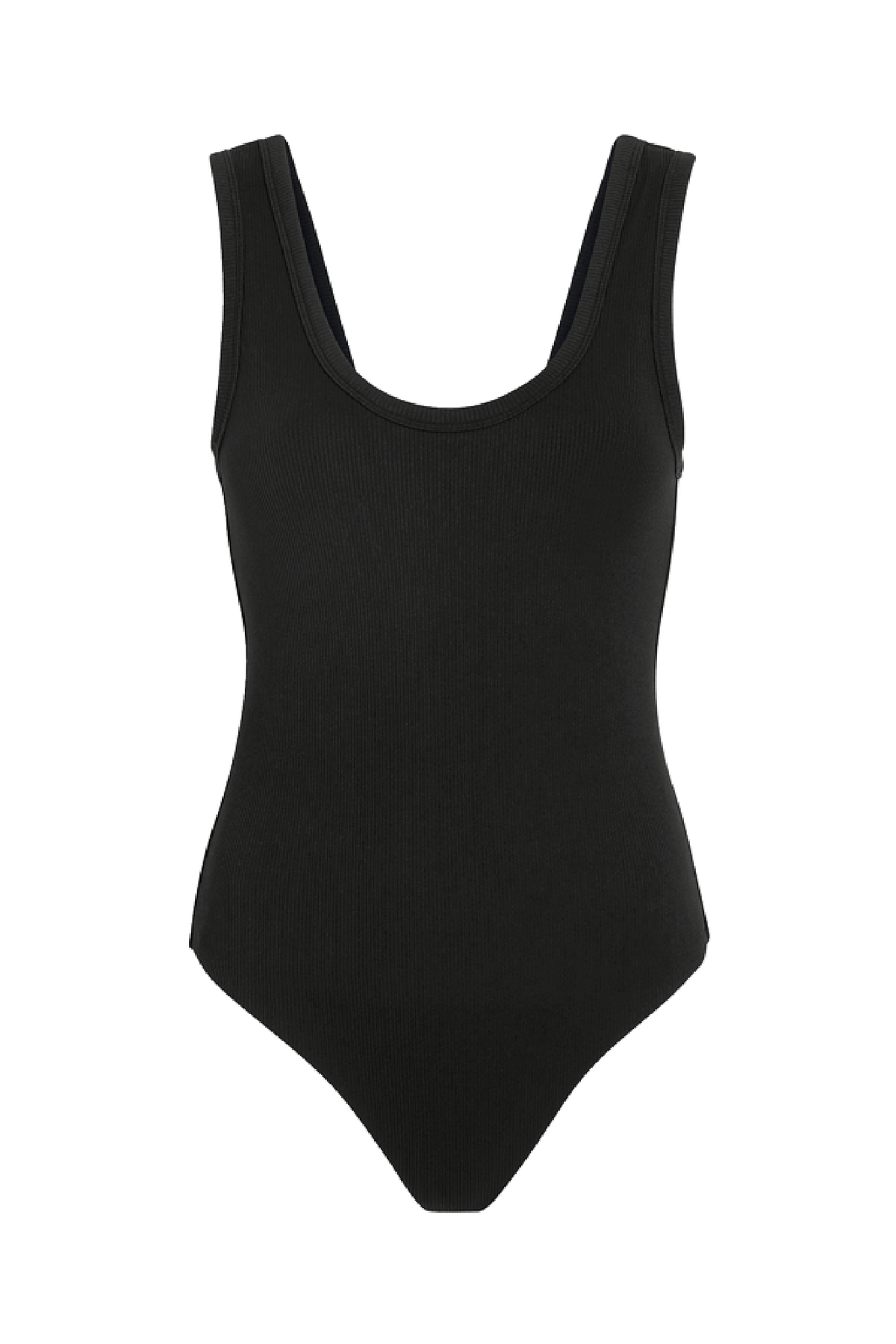 Ribbed Scoop Tank Bodysuit | Black