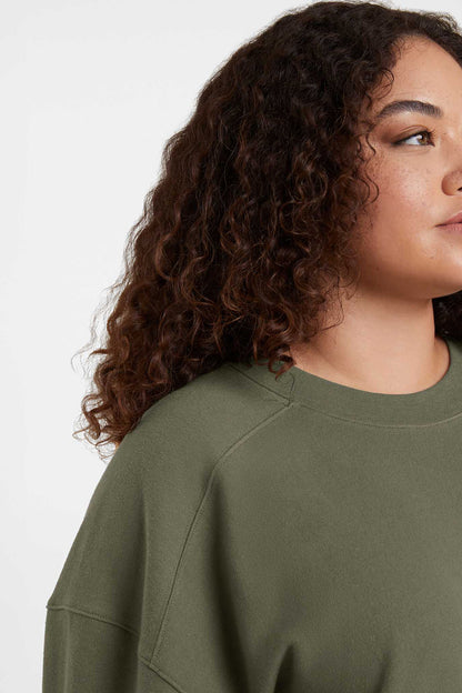 Cropped Crewneck Sweatshirt | Olive