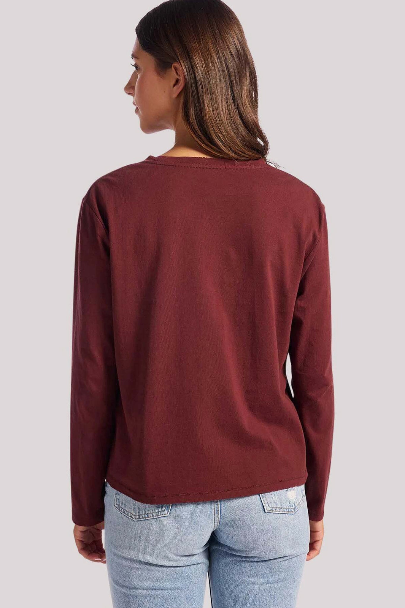 Vintage Cotton Long Sleeve Everyday T-Shirt | Black Cherry