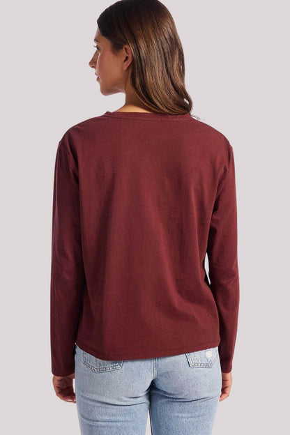 Vintage Cotton Long Sleeve Everyday T-Shirt | Black Cherry