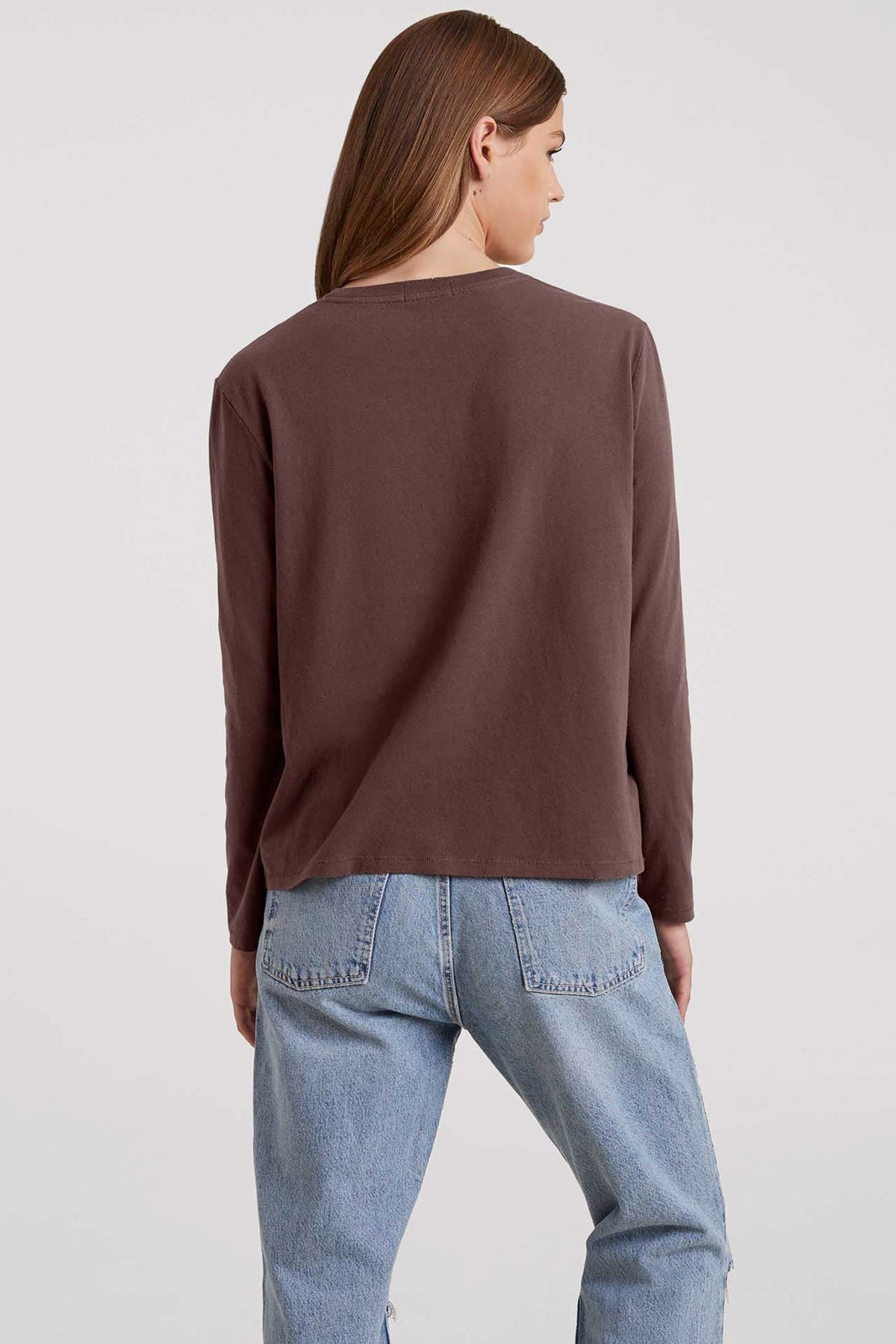Vintage Cotton Long Sleeve Everyday T-Shirt | Coffee