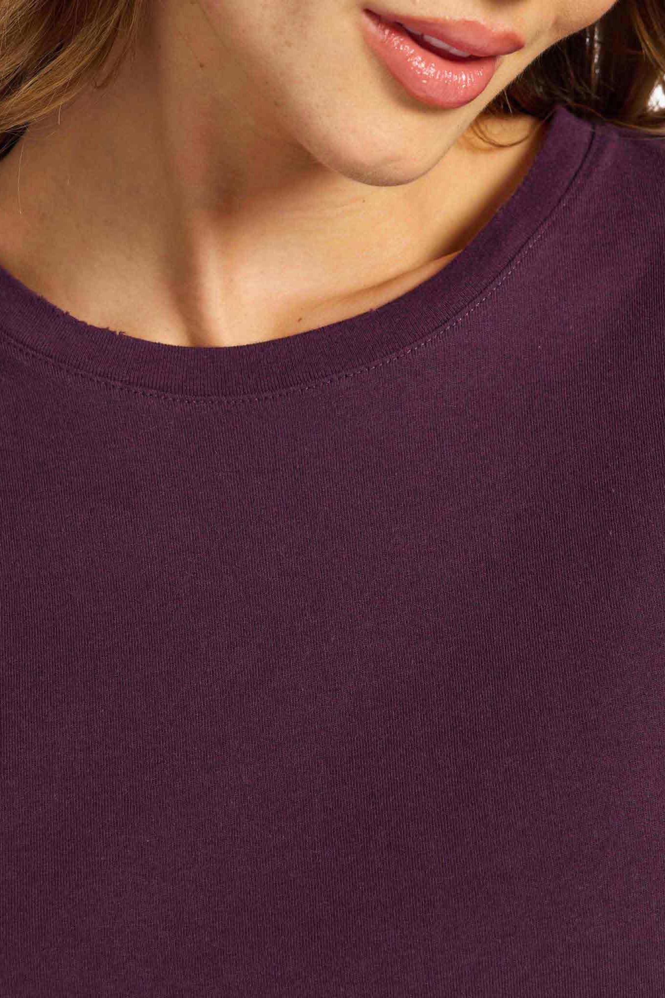 Vintage Cotton Long Sleeve Everyday T-Shirt | Plum