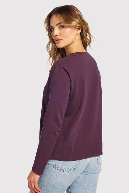 Vintage Cotton Long Sleeve Everyday T-Shirt | Plum
