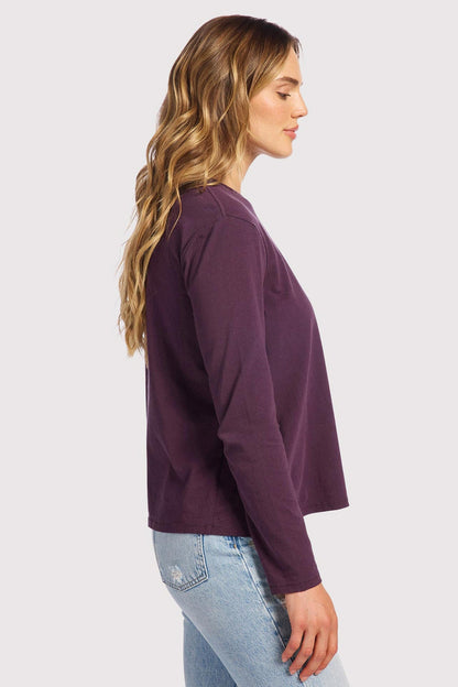 Vintage Cotton Long Sleeve Everyday T-Shirt | Plum