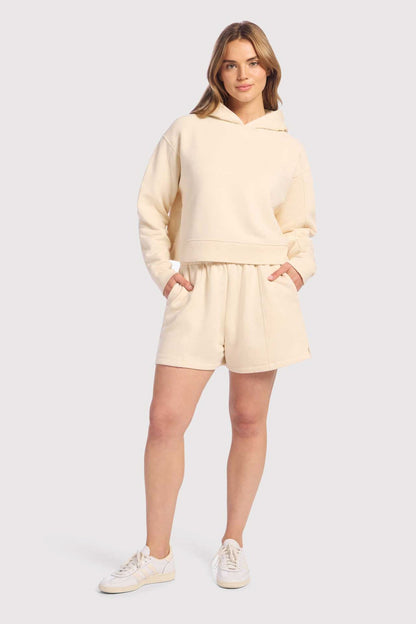 Vintage Fleece Cropped Hoodie | Washed Bone
