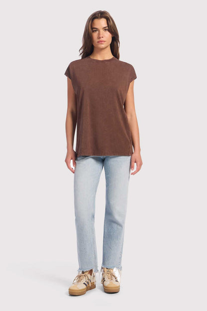 Soft Cotton Tunic Muscle Tee | Washed Coffee