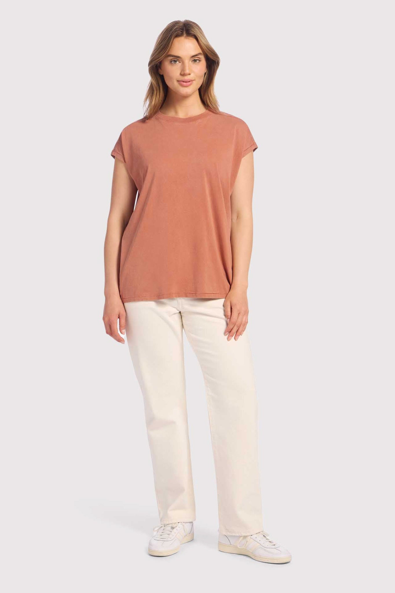 Soft Cotton Tunic Muscle Tee | Washed Clay
