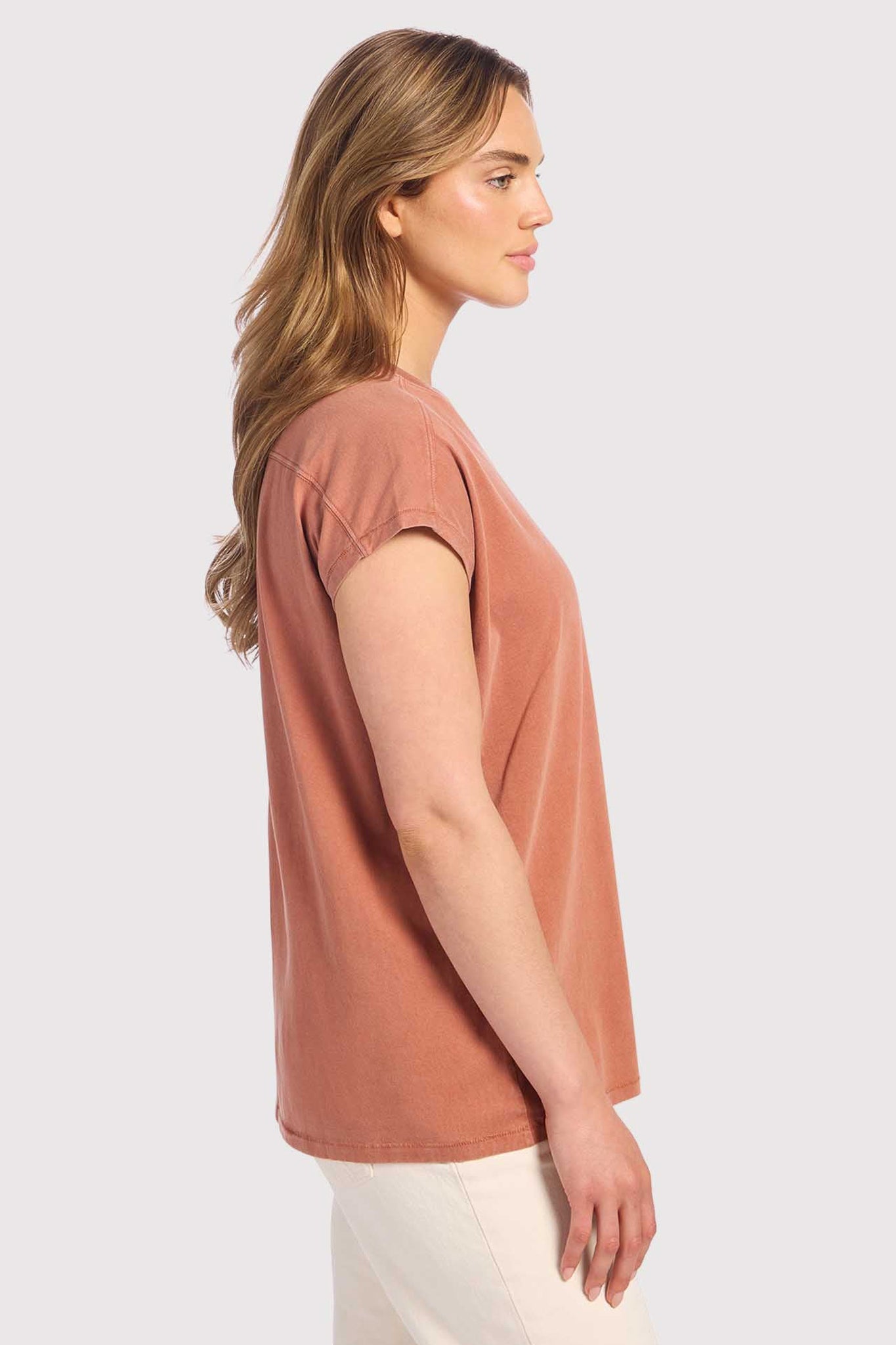 Soft Cotton Tunic Muscle Tee | Washed Clay