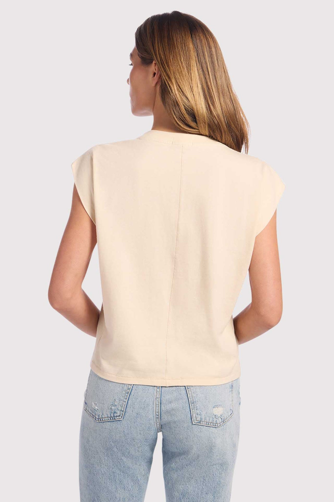 Soft Cotton V-Neck Muscle Tee | Bone