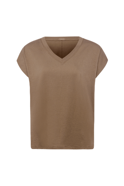 Soft Cotton V-Neck Muscle Tee | Mocha