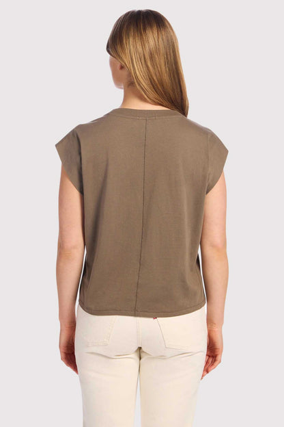 Soft Cotton V-Neck Muscle Tee | Mocha