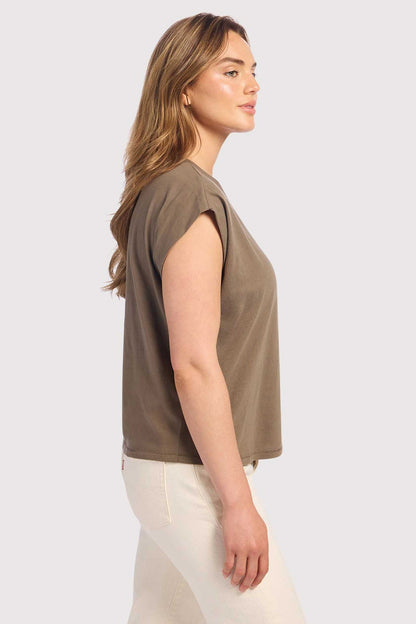Soft Cotton V-Neck Muscle Tee | Mocha