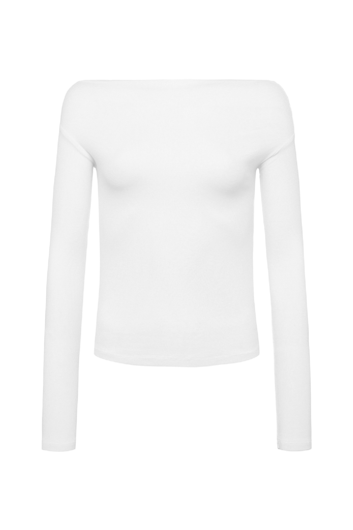 Slinky Rib Off-The-Shoulder Shirt | White