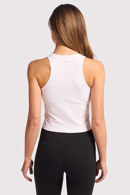 Sporty Rib Racer Tank | White
