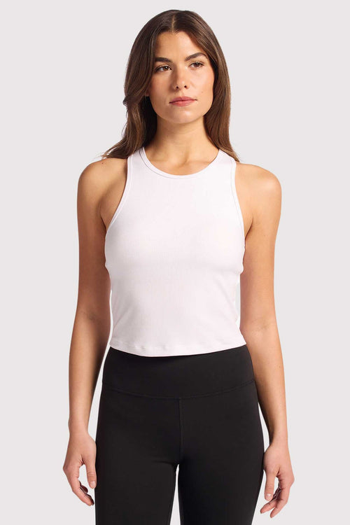 Sporty Rib Racer Tank | White