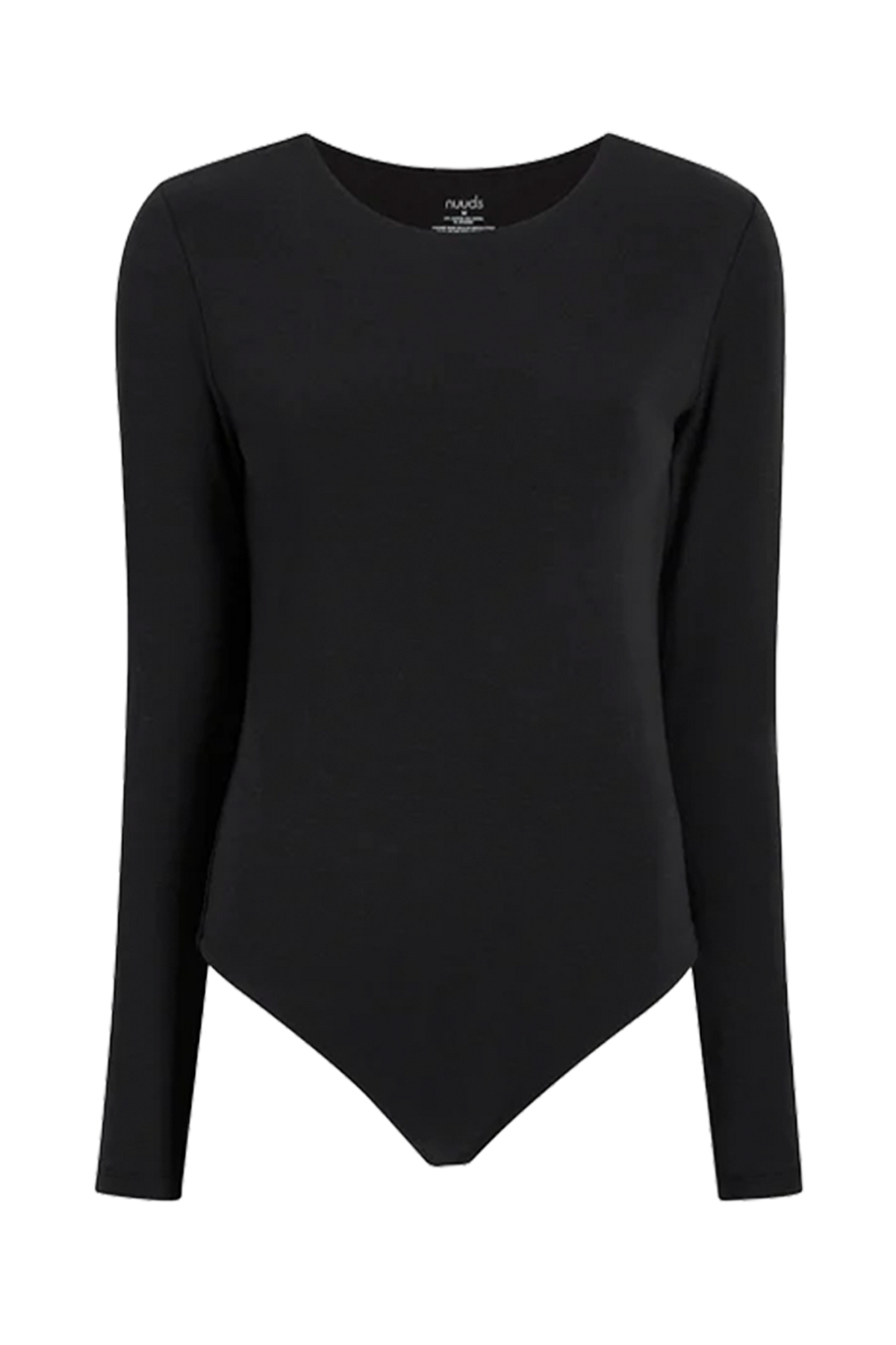 Cotton Stretch Long Sleeve Crewneck Bodysuit | Black