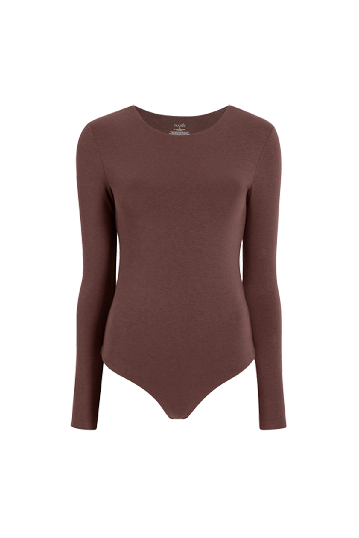 Cotton Stretch Long Sleeve Crewneck Bodysuit | Coffee