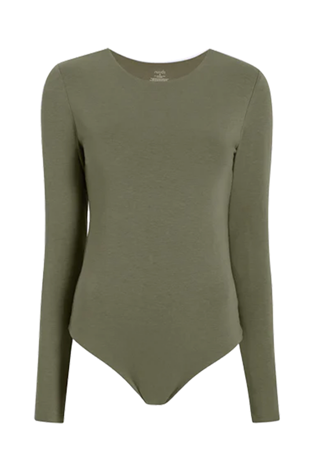 Cotton Stretch Long Sleeve Crewneck Bodysuit | Olive