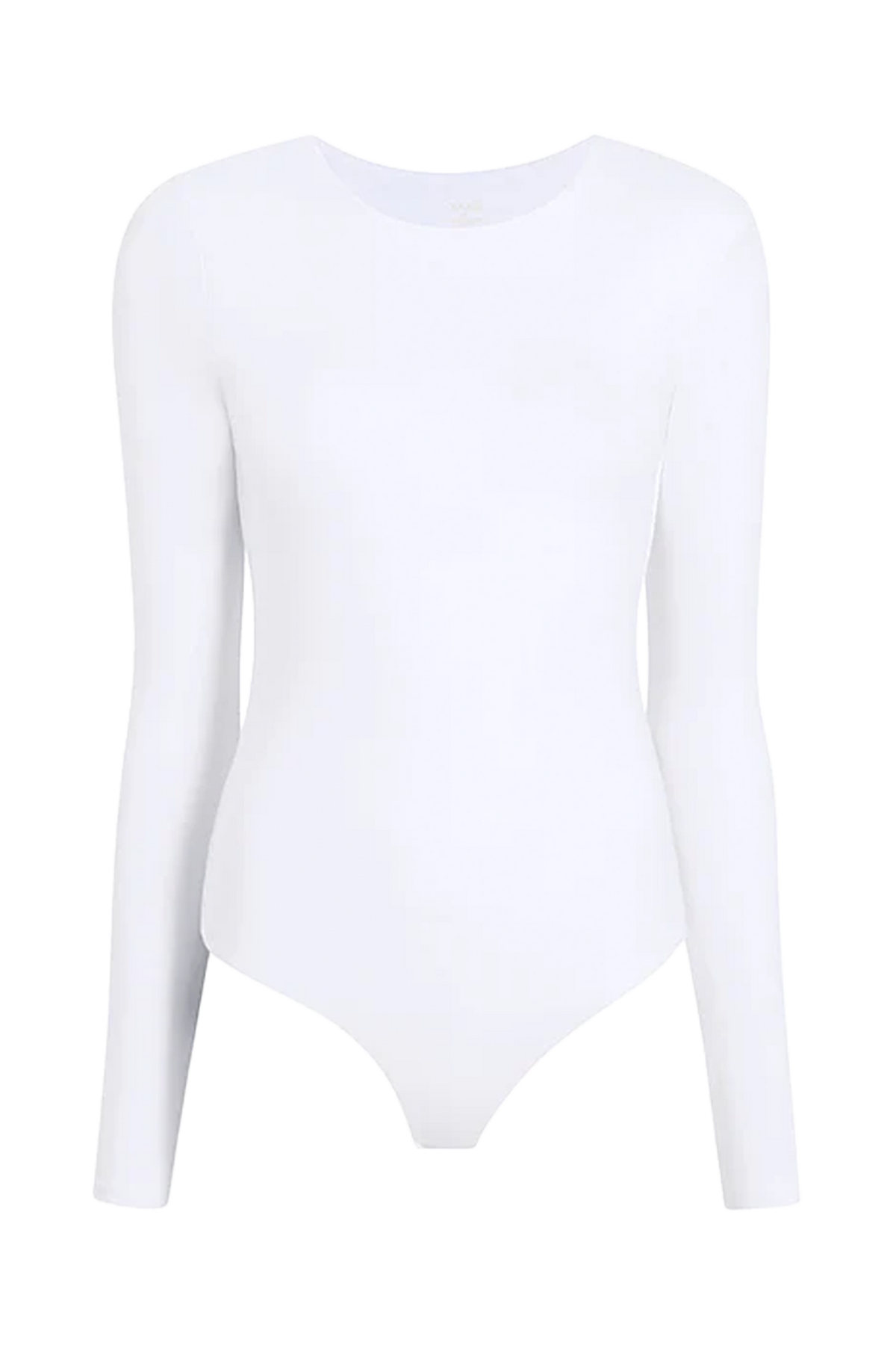 Cotton Stretch Long Sleeve Crewneck Bodysuit | White