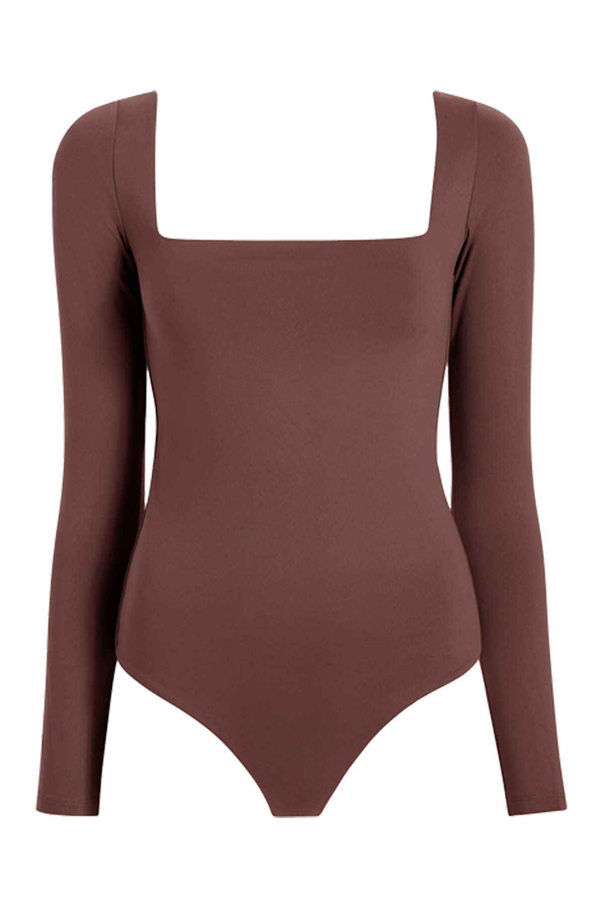 Long Sleeve Wide Square Neck Bodysuit | Coffee