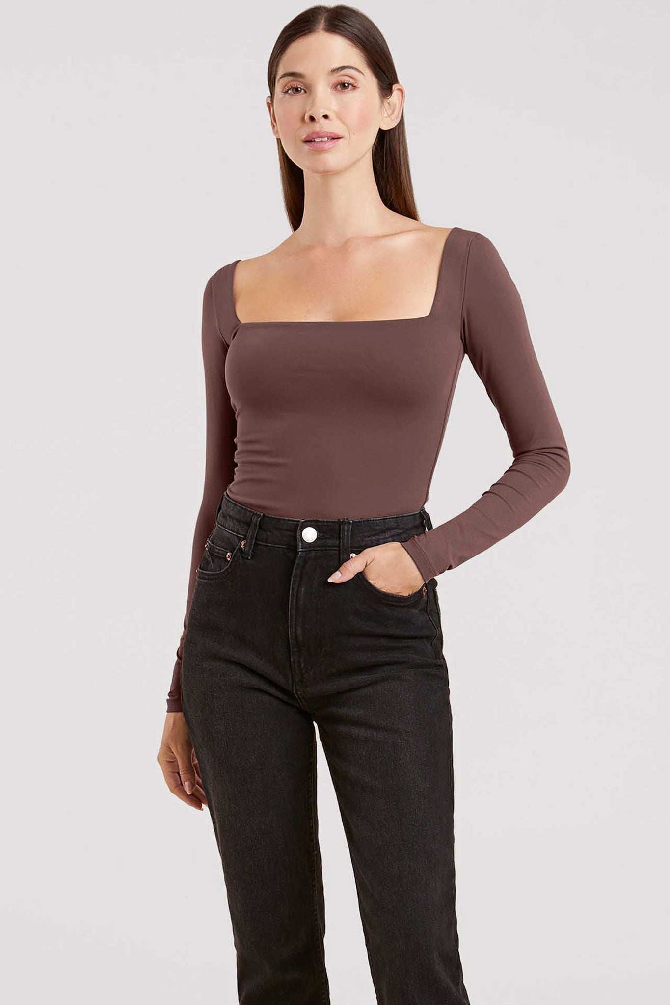 Long Sleeve Wide Square Neck Bodysuit