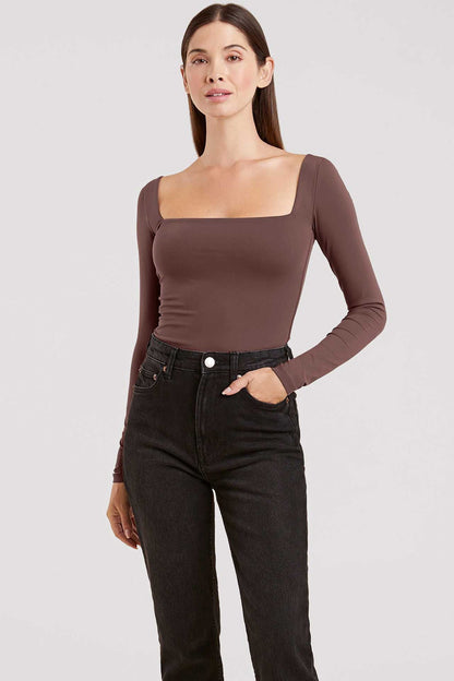 Long Sleeve Wide Square Neck Bodysuit