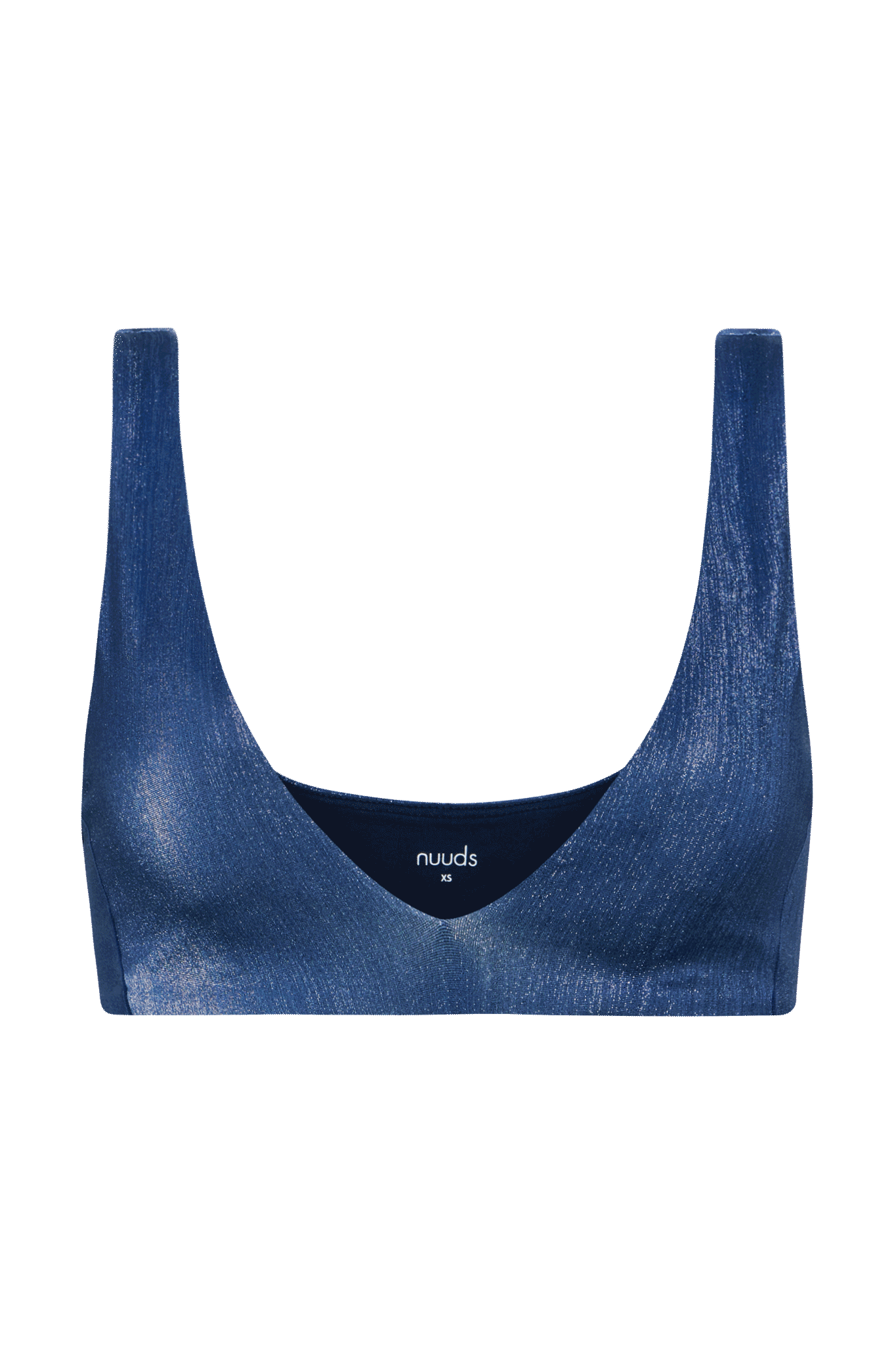 Shimmer Plunge Bikini Top | Navy