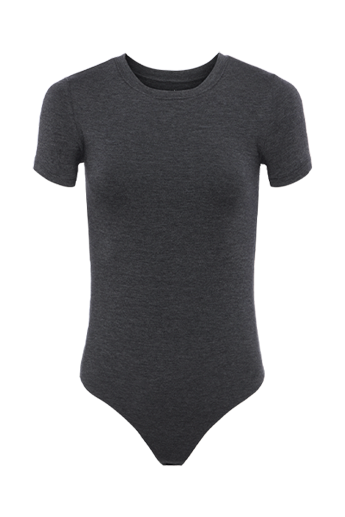 Cotton Stretch Short Sleeve Crewneck Bodysuit | Heather Charcoal