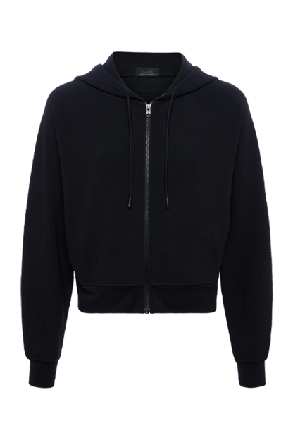 Performance Waffle Zip-Up Hoodie | Black