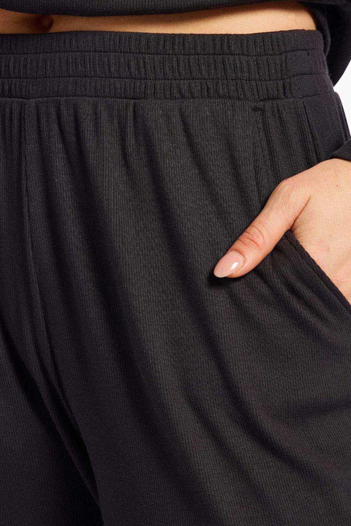 Slinky Rib Lounge Pant | Black