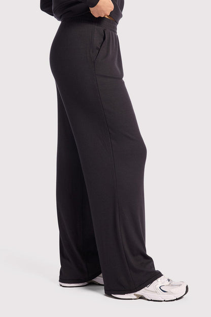 Slinky Rib Lounge Pant | Black