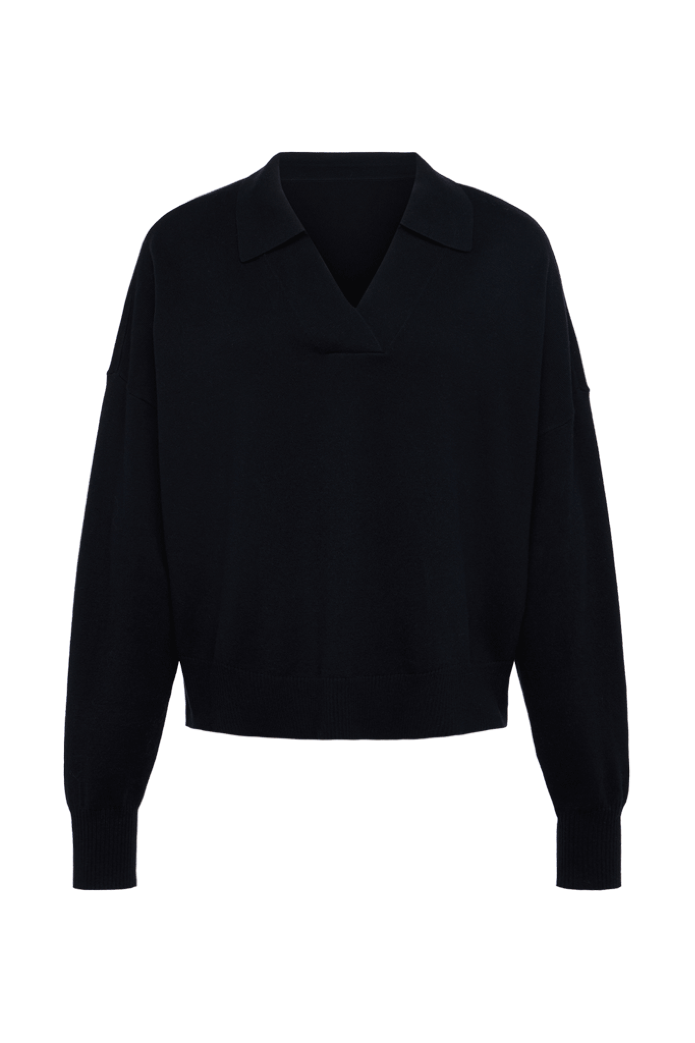 Luxe Knit Polo Sweater | Black