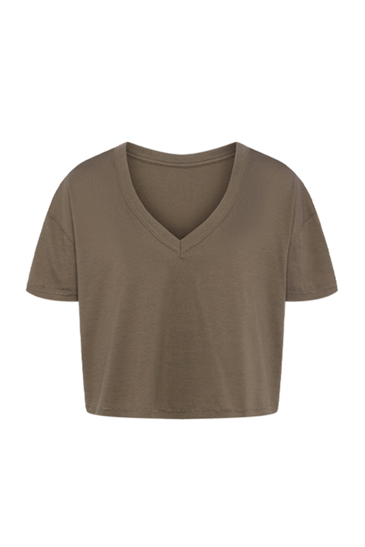 Boxy V-Neck Tee | Mocha