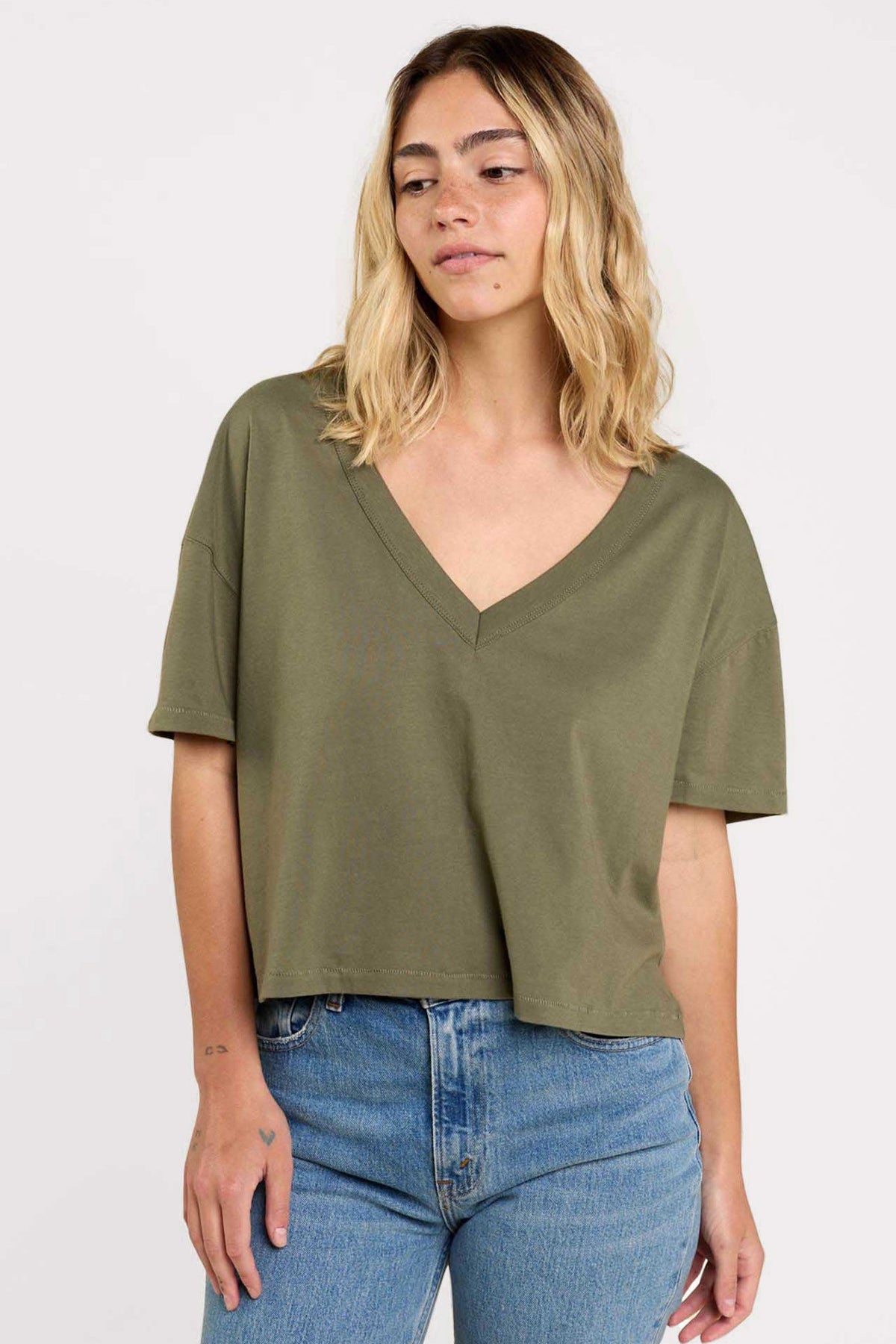 Boxy V-Neck Tee
