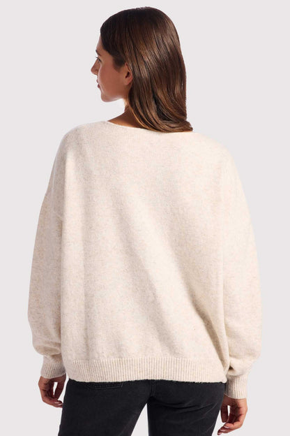 Cozy Knit V-Neck Sweater | Heather Bone