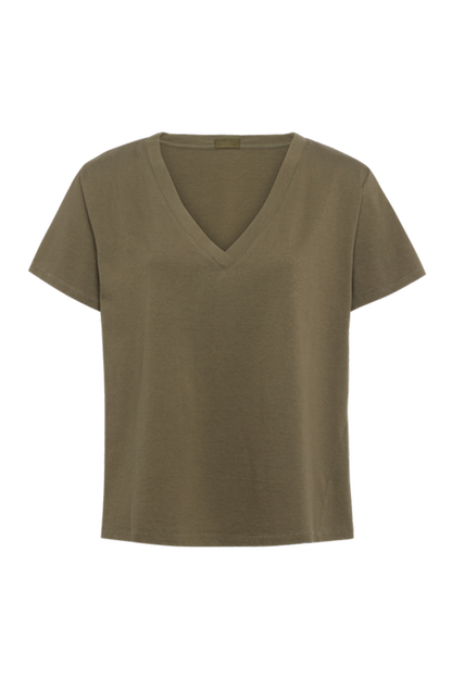 Vintage Cotton V-Neck Everyday T-Shirt | Olive